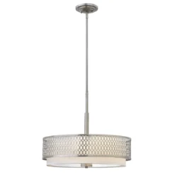 Elstead Jules 3 Light Pendelleuchte 3-flammig nickel poliert Glas opal