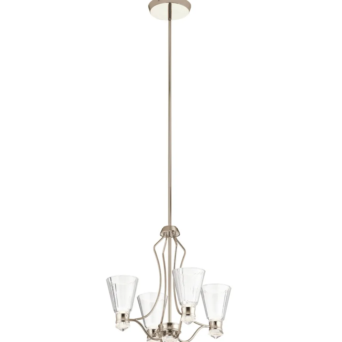 Elstead Kayva LED Kronleuchter 4-flammig Nickel Glas klar 3000K