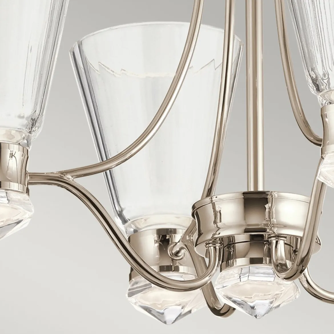 Elstead Kayva LED Kronleuchter 4-flammig Nickel Glas klar 3000K