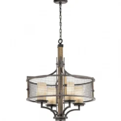 Elstead Lighting Ahrendale 4-Light Kronleuchter 4-flammig E27 stahlgrau