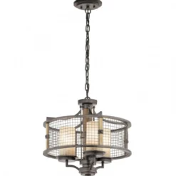 Elstead Lighting Ahrendale 3-Light Kronleuchter 3-flammig E27 stahlgrau
