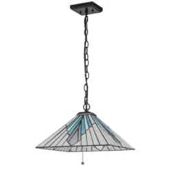 Elstead Lighting Alderley Pendelleuchte 2-Light Bronze E27 Tiffany mehrfarbig