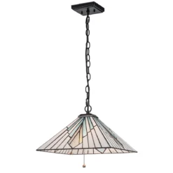 Elstead Lighting Alderley Pendelleuchte 2-Light Bronze E27 Tiffany mehrfarbig
