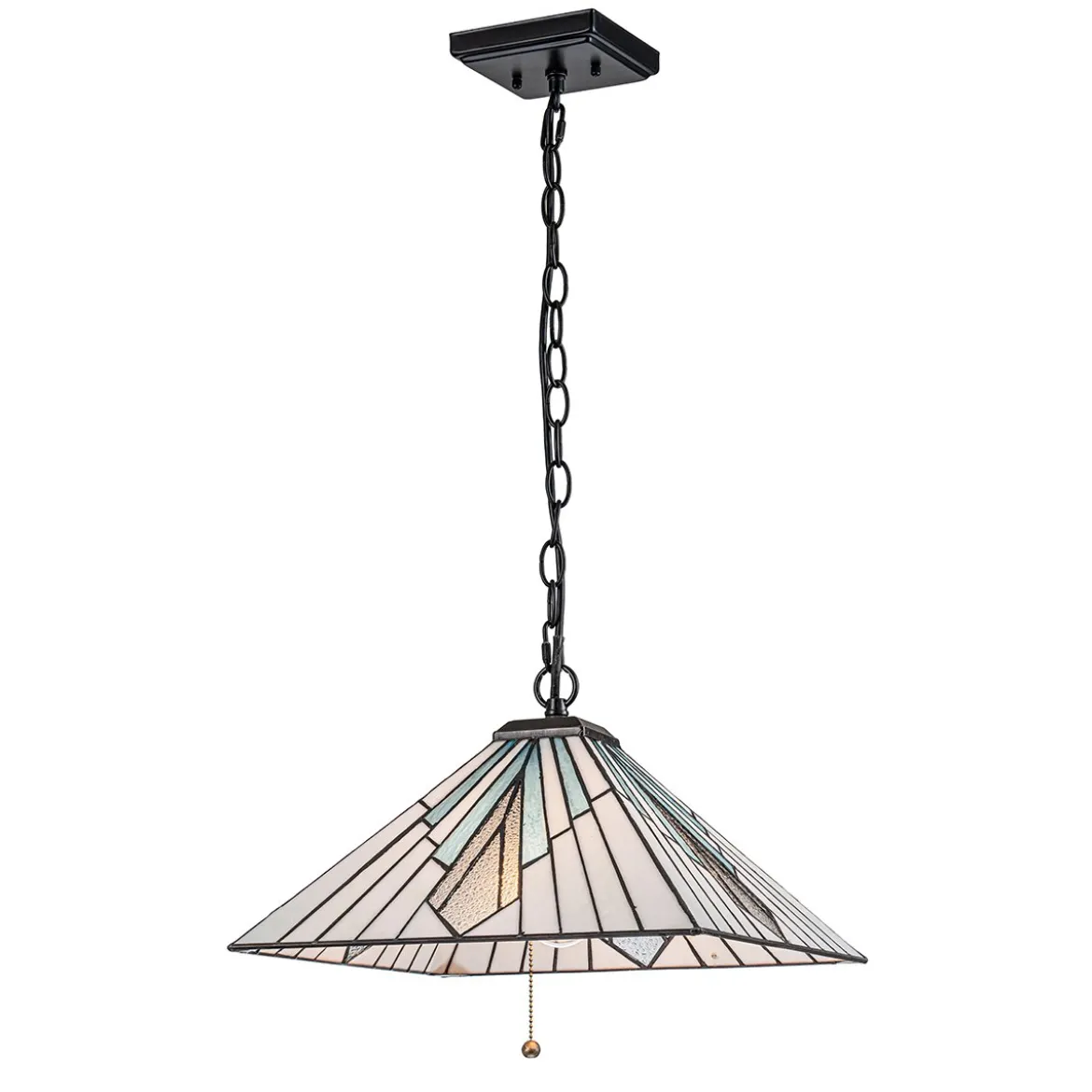 Elstead Lighting Alderley Pendelleuchte 2-Light Bronze E27 Tiffany mehrfarbig