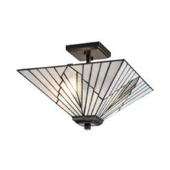 Elstead Lighting Alderley Pendelleuchte Trio-Mount 2-Light Bronze E27 Tiffany mehrfarbig
