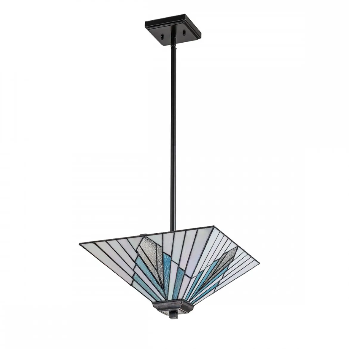Elstead Lighting Alderley Pendelleuchte Trio-Mount 2-Light Bronze E27 Tiffany mehrfarbig