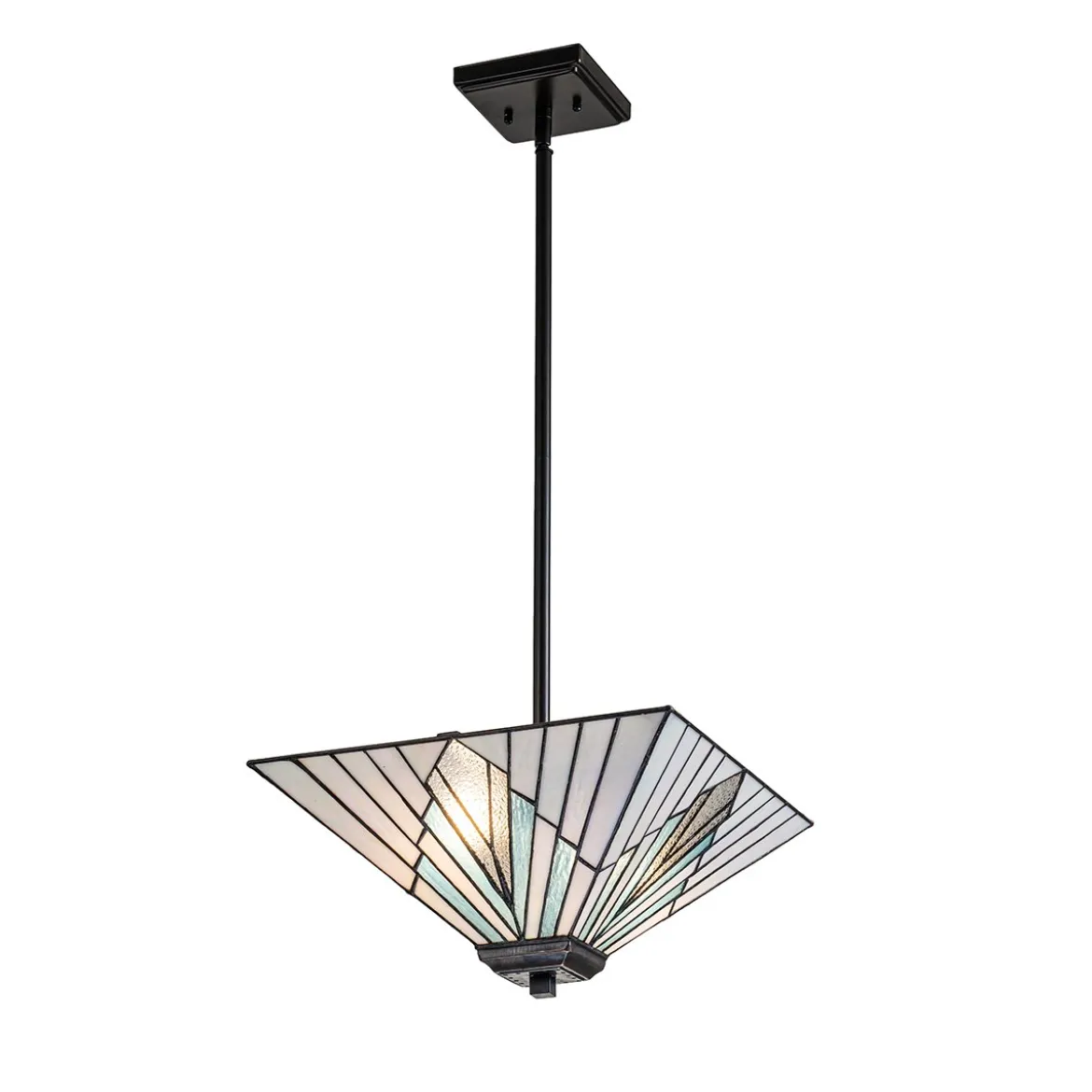 Elstead Lighting Alderley Pendelleuchte Trio-Mount 2-Light Bronze E27 Tiffany mehrfarbig