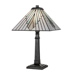 Elstead Lighting Alderley Tischleuchte Large 1-Light Bronze E27 Tiffany mehrfarbig