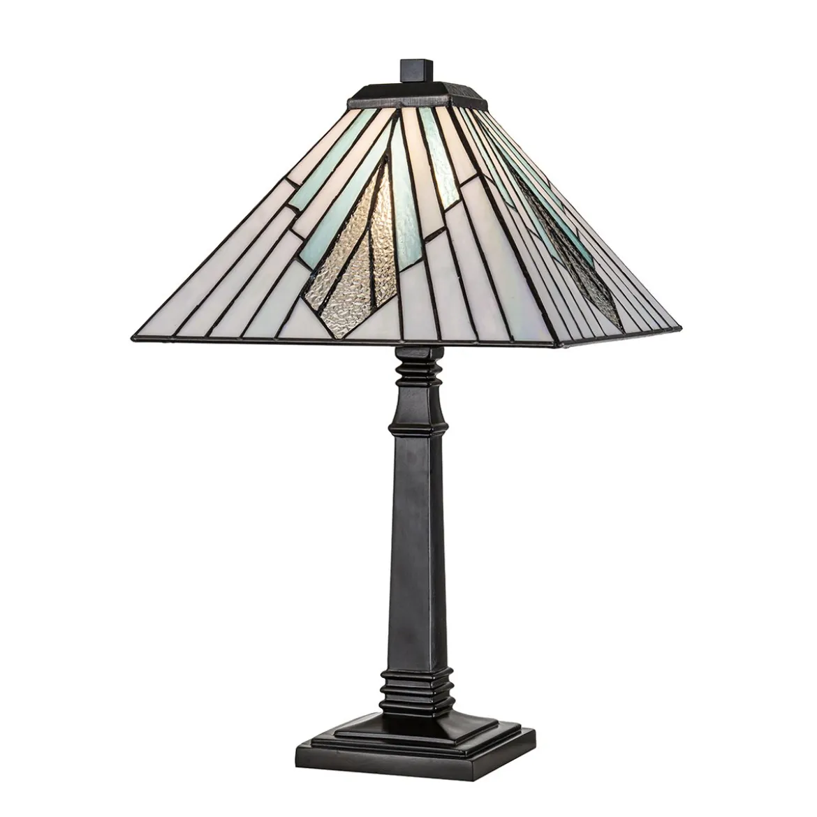 Elstead Lighting Alderley Tischleuchte Large 1-Light Bronze E27 Tiffany mehrfarbig