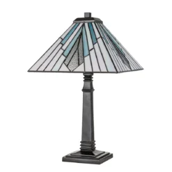 Elstead Lighting Alderley Tischleuchte Large 1-Light Bronze E27 Tiffany mehrfarbig