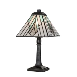 Elstead Lighting Alderley Tischleuchte Medium 1-Light Bronze E14 Tiffany mehrfarbig