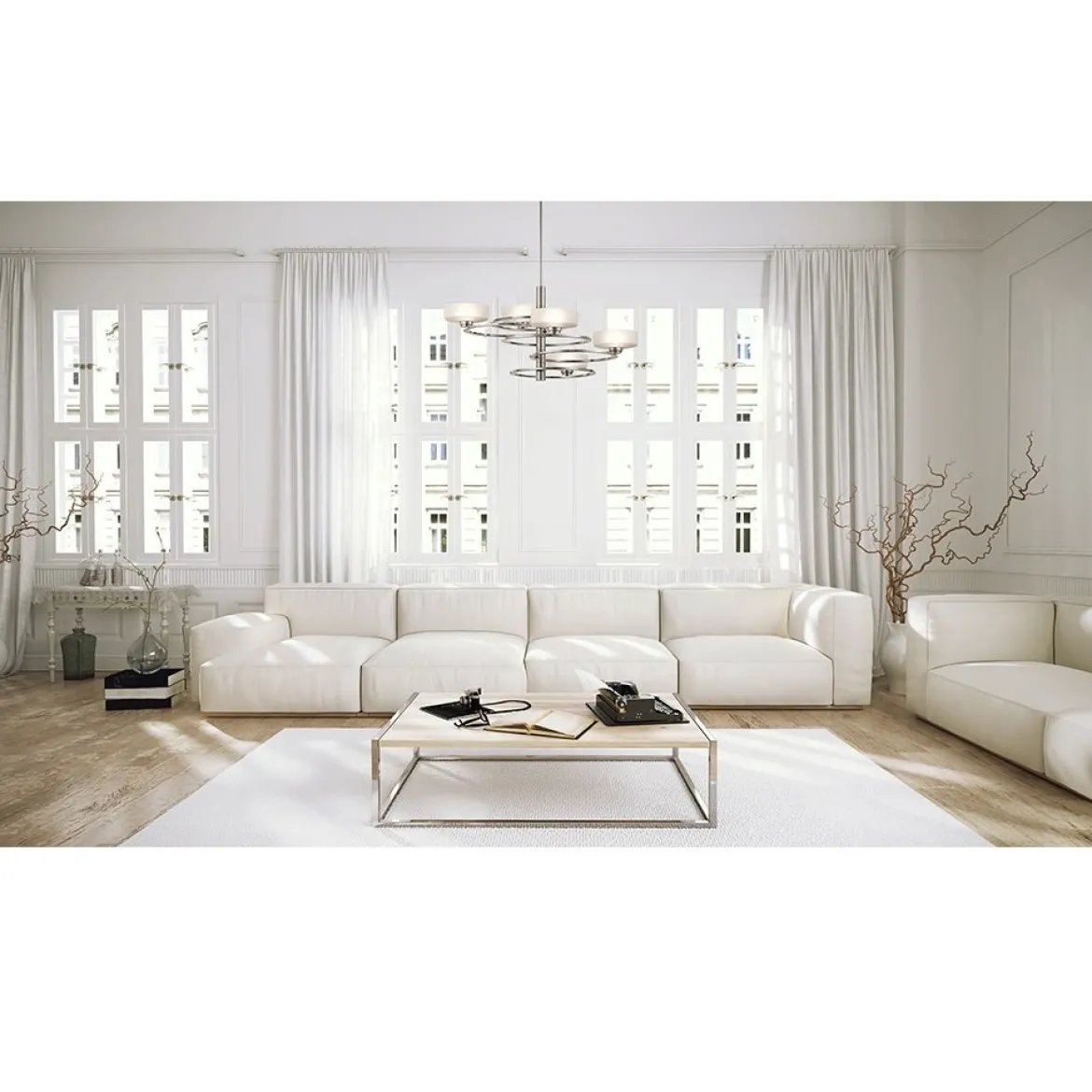 Elstead Lighting Aleeka B 5-Light Kronleuchter 5-flammig Silbergrau