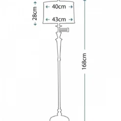 Elstead Lighting Arlington 1-Light Swing Arm Stehleuchte Antik Nickel 168cm