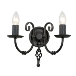 Elstead Lighting Artisan 2-Light Wandleuchte Schwarz 2-flammig E14