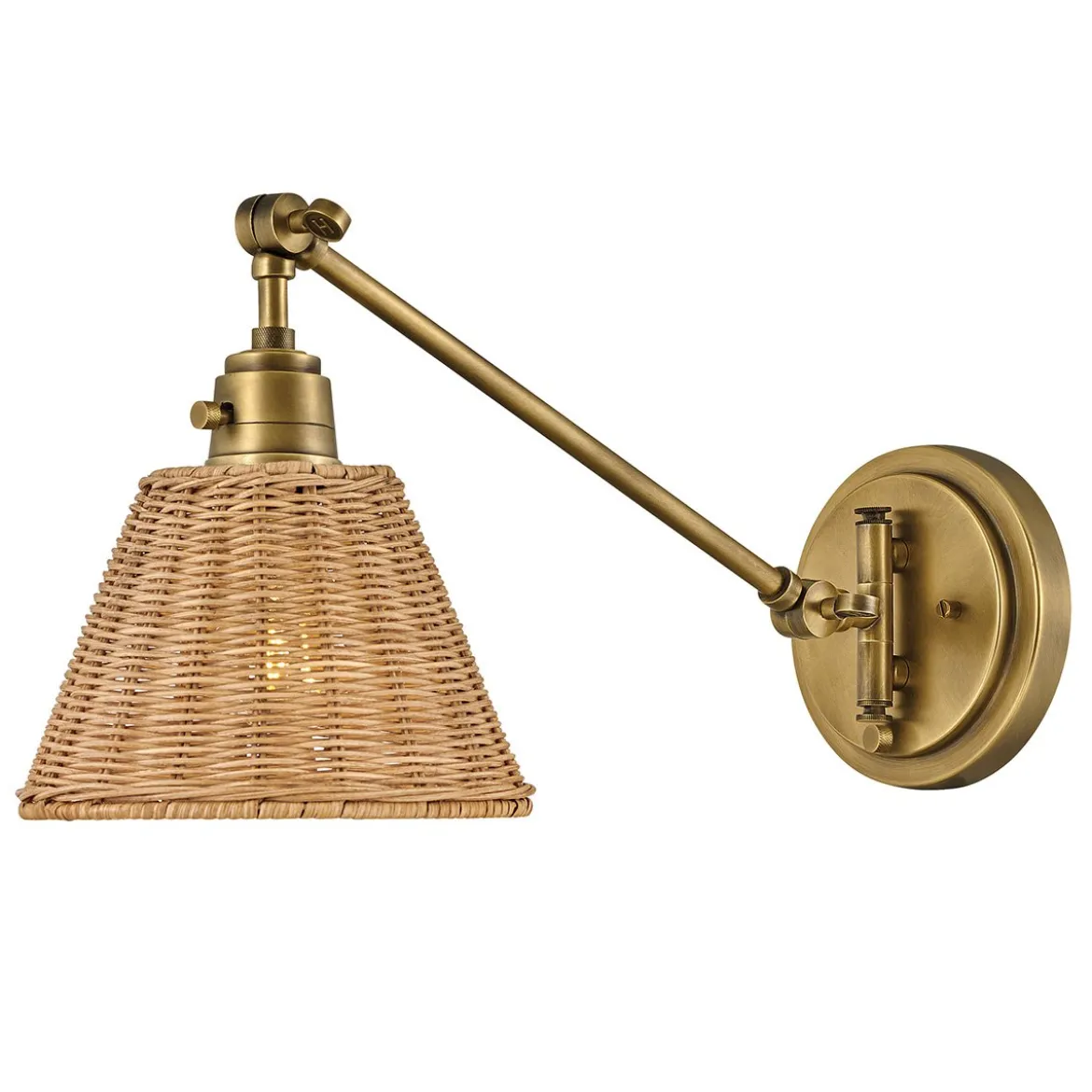Elstead Lighting Arti 1 Wandleuchte Traditionelles Messing natürlicher Rattanschirm