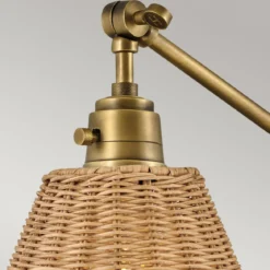 Elstead Lighting Arti 1 Wandleuchte Traditionelles Messing natürlicher Rattanschirm