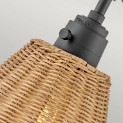 Elstead Lighting Arti 1 Wandleuchte Schwarz Rattanschirm natur