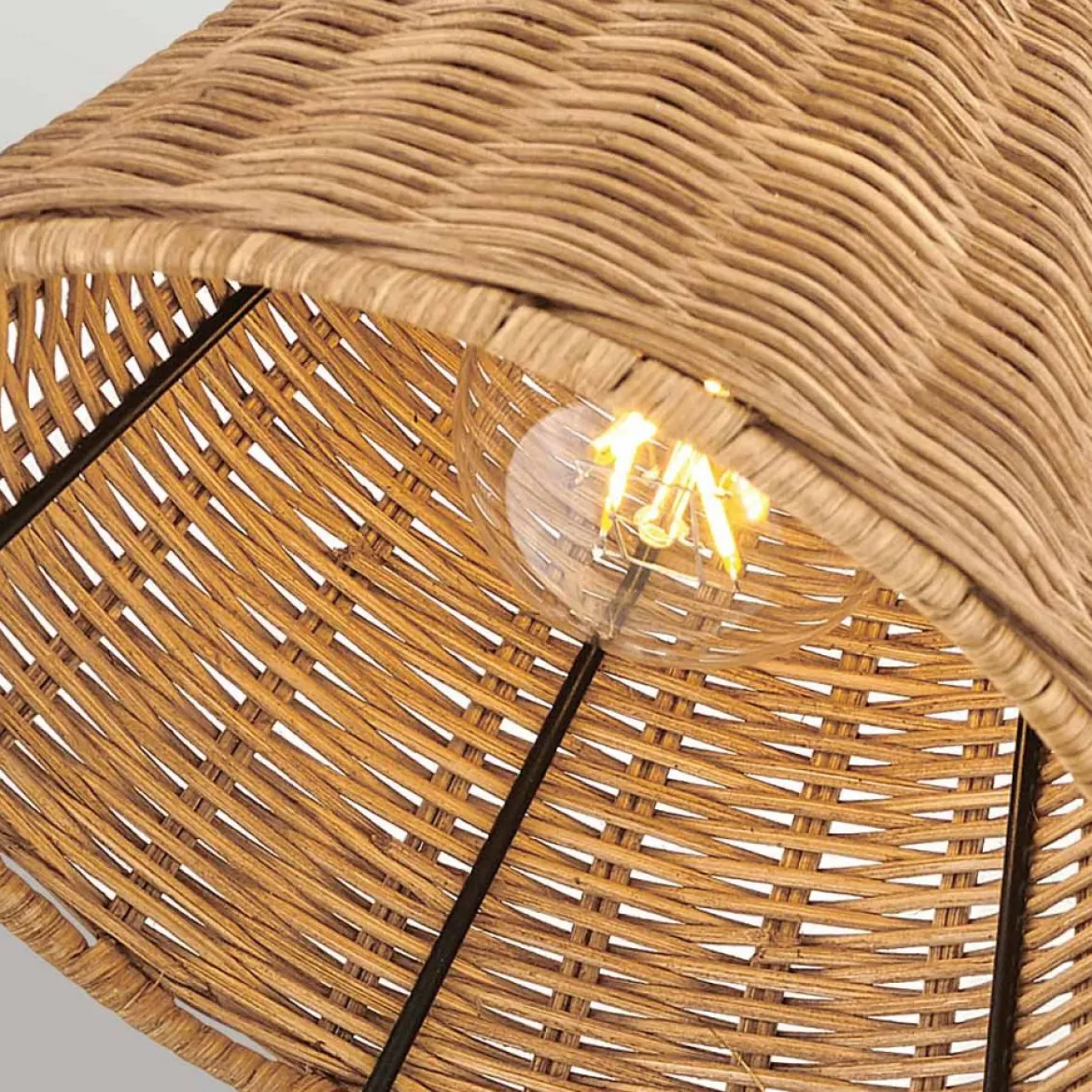 Elstead Lighting Arti 1 Wandleuchte Schwarz Rattanschirm natur