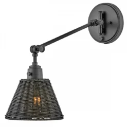 Elstead Lighting Arti 1 Wandleuchte Schwarz Rattanschirm schwarz