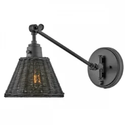 Elstead Lighting Arti 1 Wandleuchte Schwarz Rattanschirm schwarz
