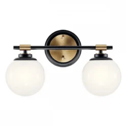 Elstead Lighting Benno Wandleuchte 2-flammig Schwarz Champagnerbronze
