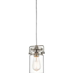 Elstead Lighting Brinley 1-Light Pendelleuchte Mini 1-flammig E27 Nickel gebürstet