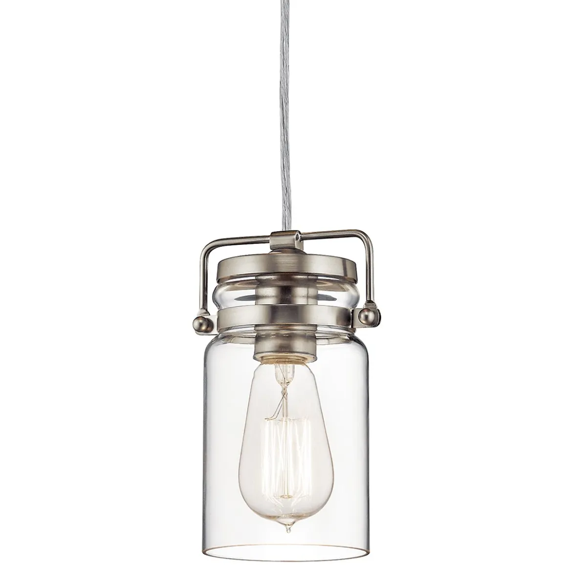Elstead Lighting Brinley 1-Light Pendelleuchte Mini 1-flammig E27 Nickel gebürstet