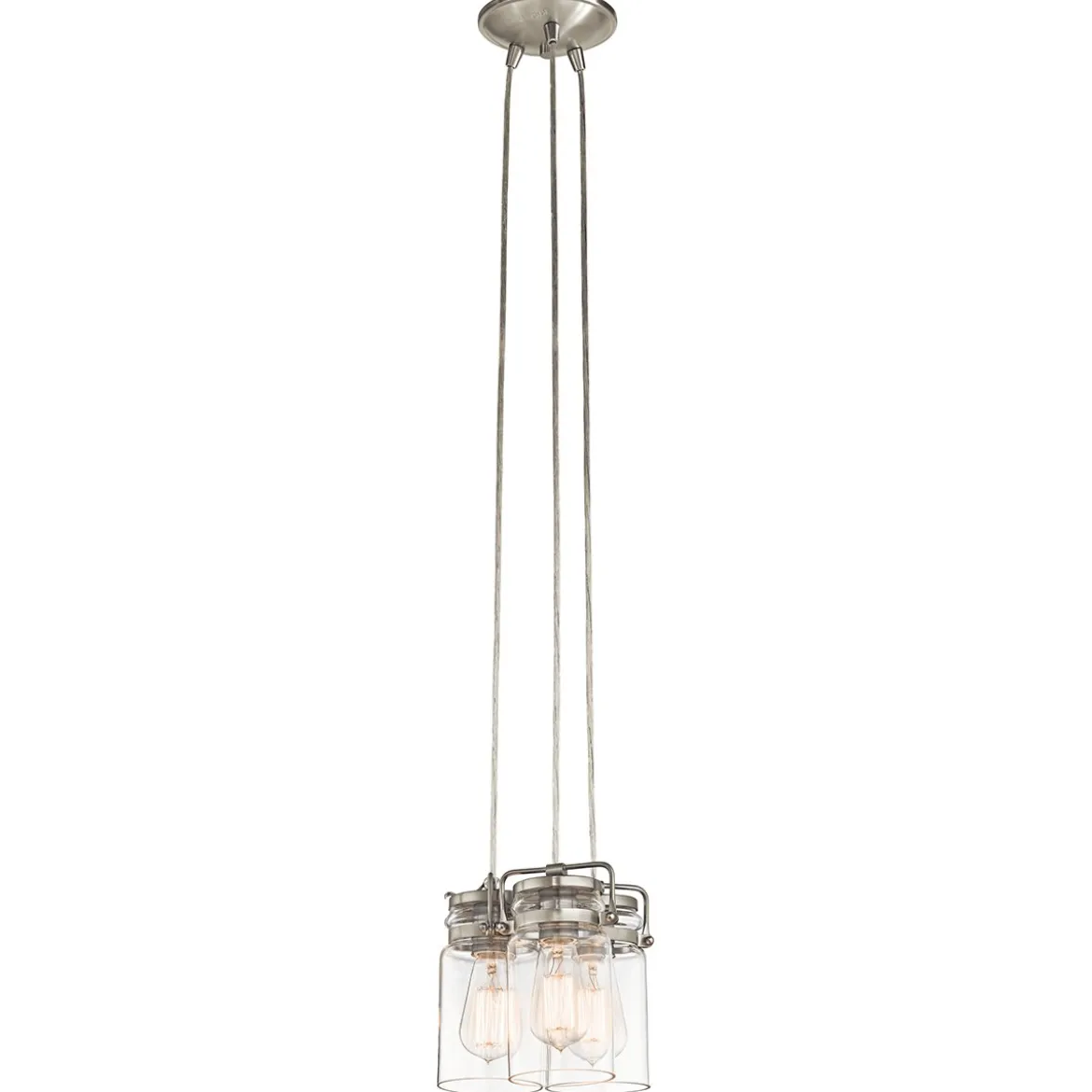 Elstead Lighting Brinley 3-Light Pendelleuchte 3-flammig E27 Nickel gebürstet