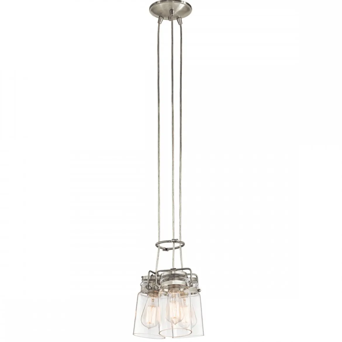 Elstead Lighting Brinley 3-Light Pendelleuchte 3-flammig E27 Nickel gebürstet