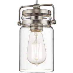 Elstead Lighting Brinley 3-Light Pendelleuchte 3-flammig E27 Nickel gebürstet