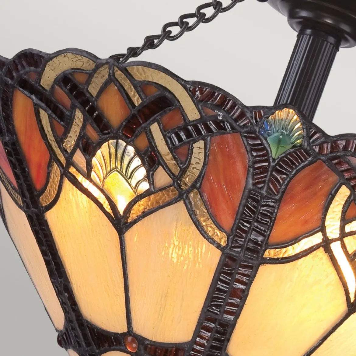 Elstead Lighting Cambridge Deckenleuchte Semi-Flush 2-Light Tiffany-Stil Bronze E27
