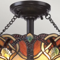 Elstead Lighting Cambridge Deckenleuchte Semi-Flush 2-Light Tiffany-Stil Bronze E27