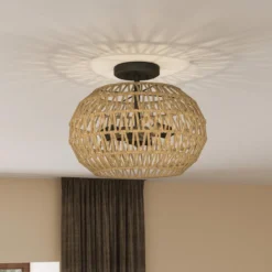Elstead Lighting Casablanca Deckenleuchte 3-flammig Bronze Natur