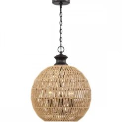 Elstead Lighting Casablanca Pendelleuchte 3-flammig Bronze Natur