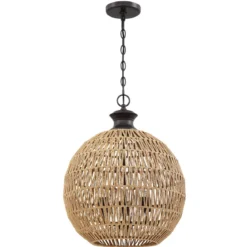 Elstead Lighting Casablanca Pendelleuchte 3-flammig Bronze Natur