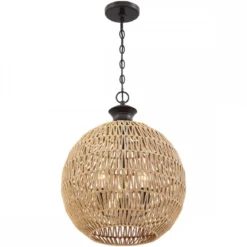 Elstead Lighting Casablanca Pendelleuchte 3-flammig Bronze Natur
