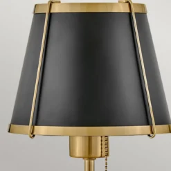 Elstead Lighting Clarke Wandleuchte mit Zugschalter Messing Metallschirm schwarz