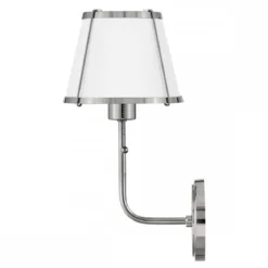 Elstead Lighting Clarke Wandleuchte mit Zugschalter Nickel poliert Metallschirm weiß
