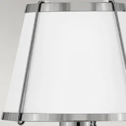 Elstead Lighting Clarke Wandleuchte mit Zugschalter Nickel poliert Metallschirm weiß