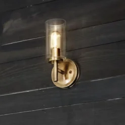 Elstead Lighting Collier 1-Light Wandleuchte Heritage Brass Saatglas E27