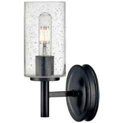 Elstead Lighting Collier 1-Light Wandleuchte Schwarzoxid Saatglas E27