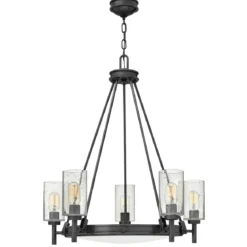 Elstead Lighting Collier 5-Light Kronleuchter 5-flammig Schwarzoxig Saatglas