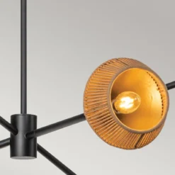 Elstead Lighting Daphne Kronleuchter 6-flammig Mattschwarz Natur