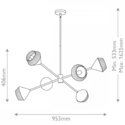 Elstead Lighting Daphne Kronleuchter 6-flammig Mattschwarz Natur