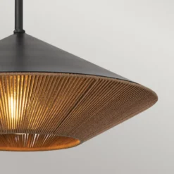 Elstead Lighting Daphne Pendelleuchte 1-flammig Mattschwarz Natur