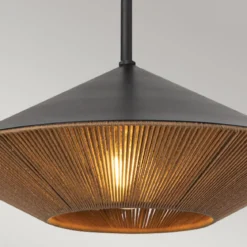 Elstead Lighting Daphne Pendelleuchte 1-flammig Mattschwarz Natur
