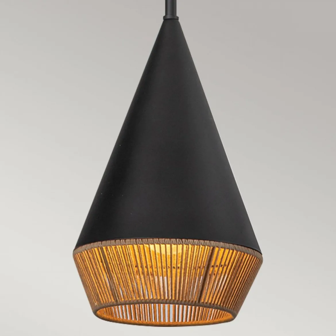 Elstead Lighting Daphne Pendelleuchte klein 1-flammig Mattschwarz Natur
