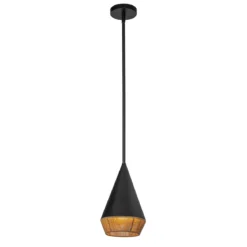 Elstead Lighting Daphne Pendelleuchte klein 1-flammig Mattschwarz Natur