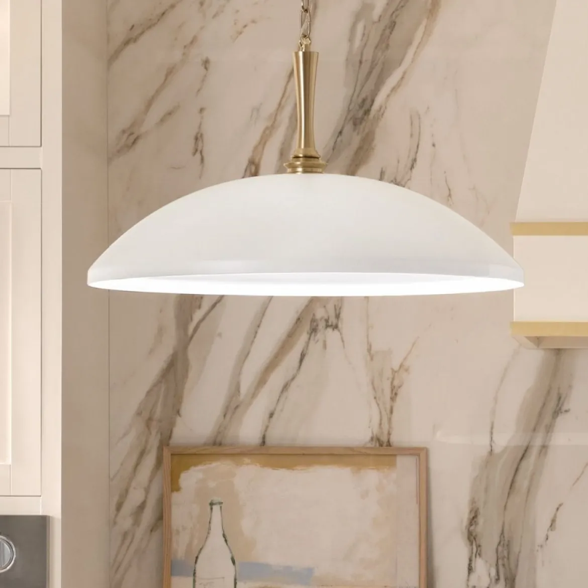 Elstead Lighting Delarosa Pendelleuchte 1-flammig Weiß Champagnerbronze
