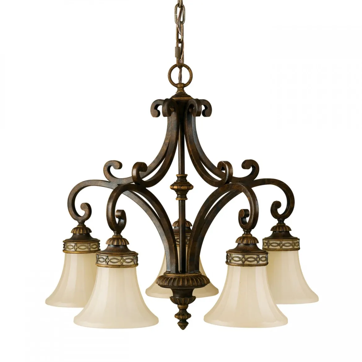 Elstead Lighting Drawing Room Kronleuchter 5-Light Wallnuss Braun E27